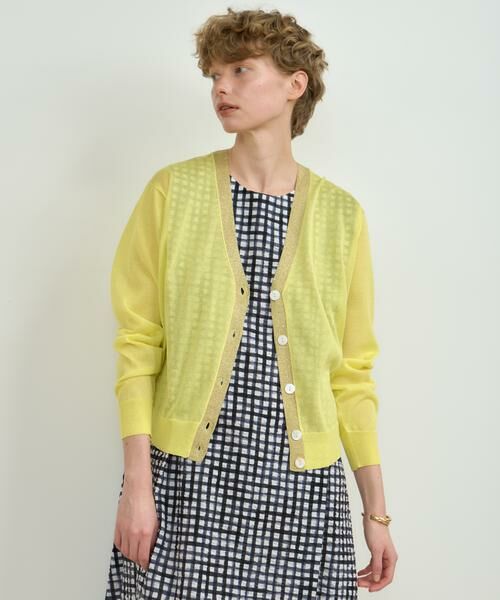 HOUSE OF LOTUS/ハウス オブ ロータス シアーVネックカーディガン イエロー 2 HOUSE OF LOTUS/ハウス オブ ロータス シアーVネックカーディガン イエロー 2