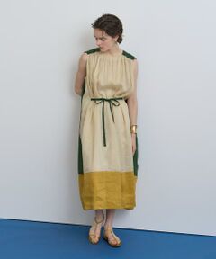 HOUSE OF LOTUS / ハウス オブ ロータス ワンピース | マルチカラーリネンブロッキングワンピース