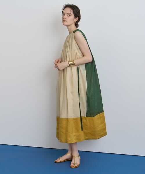 HOUSE OF LOTUS / ハウス オブ ロータス ワンピース | マルチカラーリネンブロッキングワンピース | 詳細4
