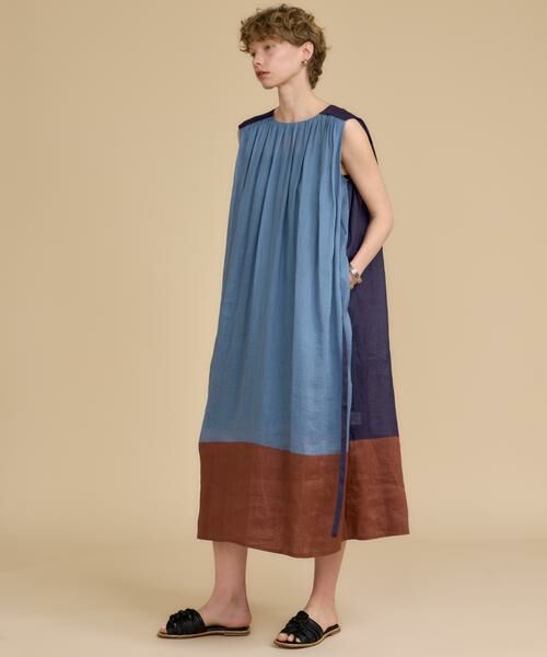 HOUSE OF LOTUS / ハウス オブ ロータス ワンピース | マルチカラーリネンブロッキングワンピース | 詳細7