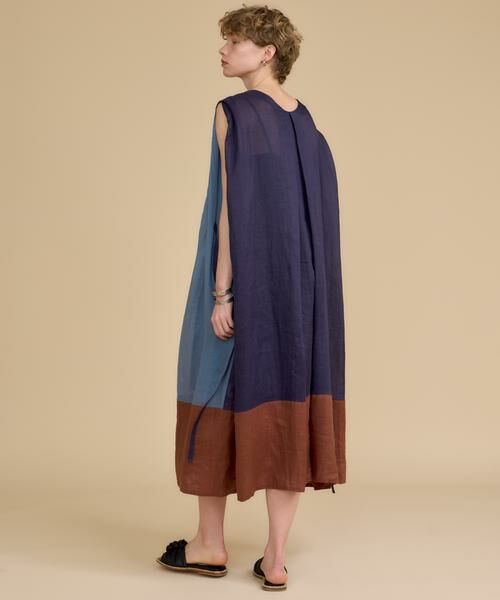 HOUSE OF LOTUS / ハウス オブ ロータス ワンピース | マルチカラーリネンブロッキングワンピース | 詳細8