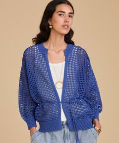 HOUSE OF LOTUS / ハウス オブ ロータス カーディガン・ボレロ | メッシュボタンレスクルーカーディガン