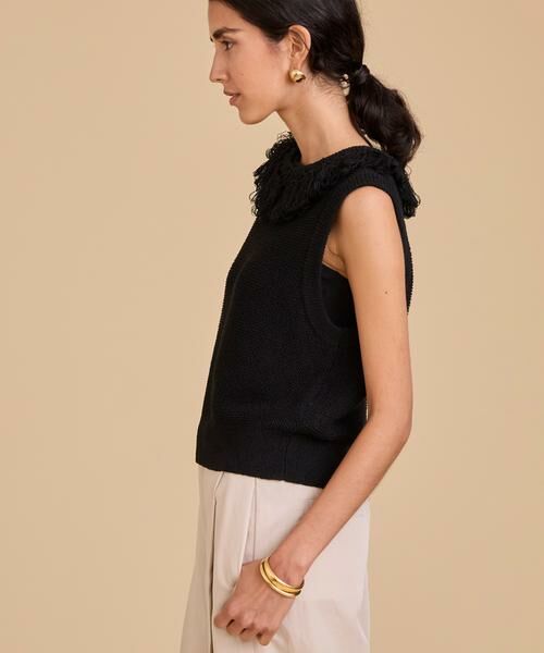 HOUSE OF LOTUS / ハウス オブ ロータス ニット・セーター | ミックスヤーンデタッチャブルカラープルオーバー | 詳細1