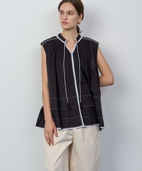 HOUSE OF LOTUS/ハウス オブ ロータス コットンハンドステッチブラウス ブラック 2 HOUSE OF LOTUS/ハウス オブ ロータス コットンハンドステッチブラウス ブラック 2