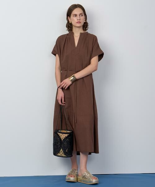 COCODEAL サッカーノースリーブワンピース　ブラウン ココディール 【SOLD OUT】＼SALE30%OFF／COCODEAL サッカー