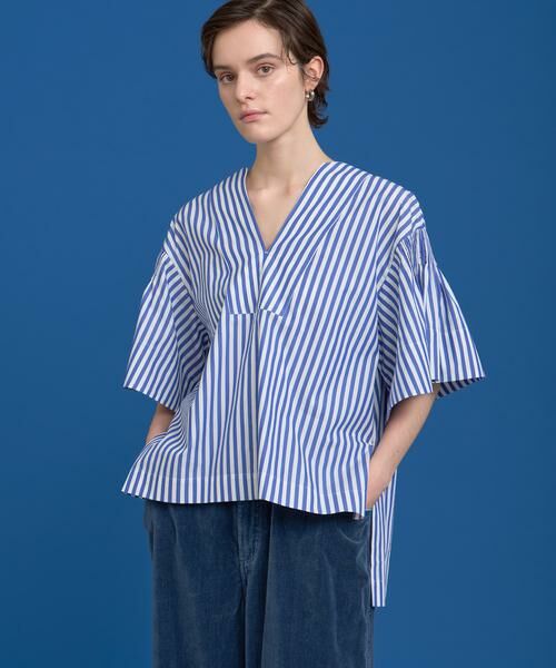 HOUSE OF LOTUS/ハウス オブ ロータス ストライプタックシャーリングブラウス ブルー 2