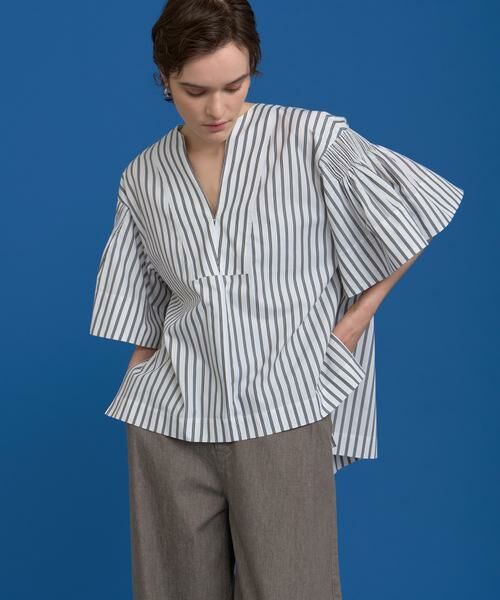HOUSE OF LOTUS / ハウス オブ ロータス シャツ・ブラウス | ストライプタックシャーリングブラウス(ブラック)