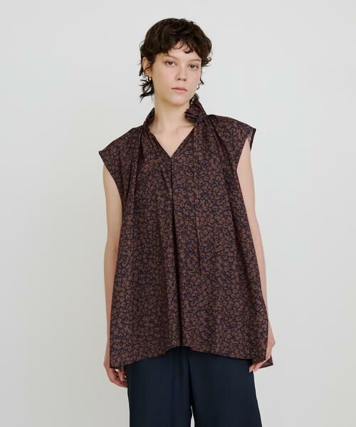 HOUSE OF LOTUS / ハウス オブ ロータス シャツ・ブラウス | ウェーブプリントギャザーノースリーブブラウス | 詳細1