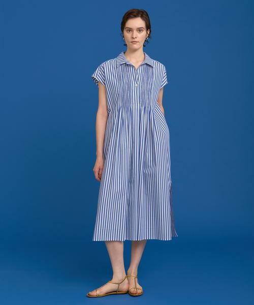 HOUSE OF LOTUS / ハウス オブ ロータス ワンピース | ストライプタックシャーリングワンピース(ブルー)