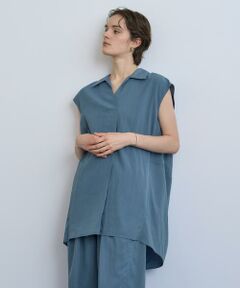 美品 ハウスオブロータス 2024 コットンブロードフリルスリーブシャツ 水色 美品 ハウスオブロータス 2024 コットンブロードフリルスリーブ