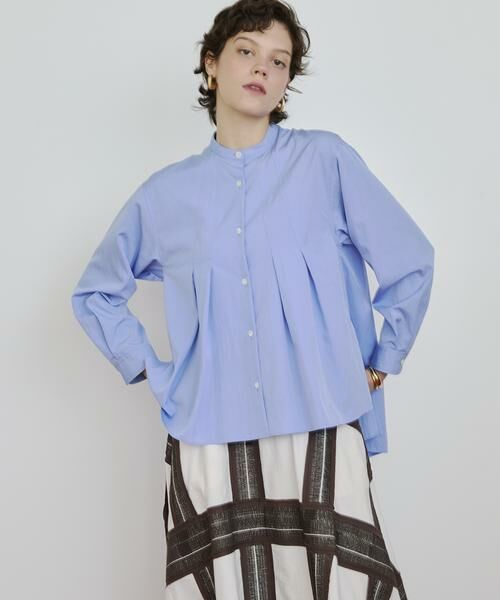 HOUSE OF LOTUS/ハウス オブ ロータス レーヨンナイロンブレンドフィブリルタックブラウス ブルー 2 HOUSE OF LOTUS/ハウス オブ ロータス レーヨンナイロンブレンドフィブリルタックブラウス ブルー 2