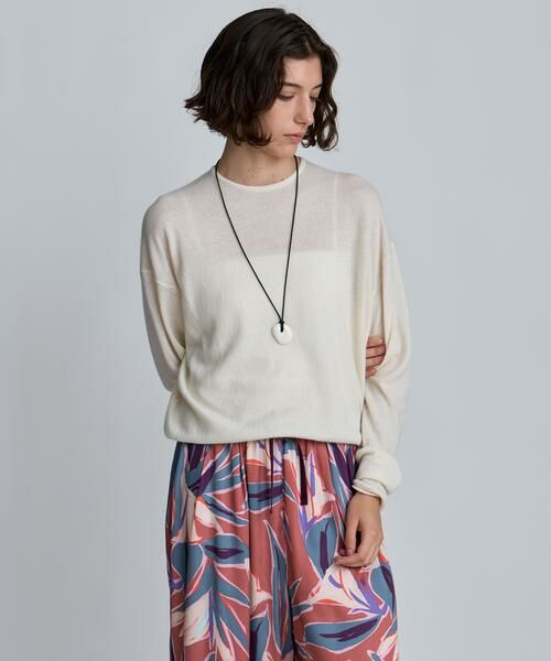 HOUSE OF LOTUS/ハウス オブ ロータス カシミヤシルクブレンドクルーネックプルオーバー オフホワイト 2 HOUSE OF LOTUS/ハウス オブ ロータス カシミヤシルクブレンドクルーネックプルオーバー オフホワイト 2