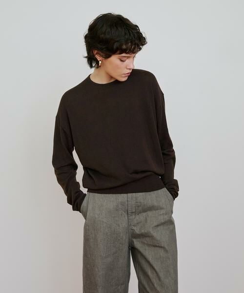 HOUSE OF LOTUS/ハウス オブ ロータス カシミヤシルクブレンドクルーネックプルオーバー ダークブラウン 2 HOUSE OF LOTUS/ハウス オブ ロータス カシミヤシルクブレンドクルーネックプルオーバー ダークブラウン 2