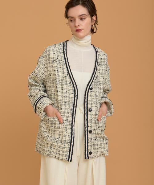 HOUSE OF LOTUS / ハウス オブ ロータス ノーカラージャケット | チェックツイードジャケット | 詳細1