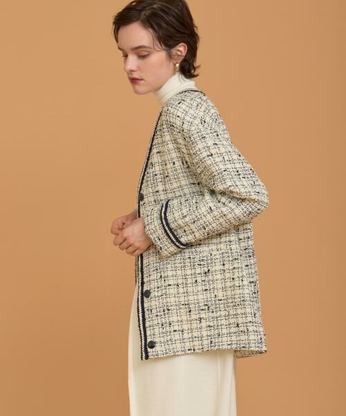 HOUSE OF LOTUS / ハウス オブ ロータス ノーカラージャケット | チェックツイードジャケット | 詳細2