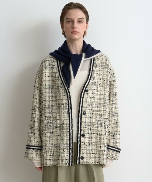 HOUSE OF LOTUS / ハウス オブ ロータス ノーカラージャケット | チェックツイードジャケット | 詳細5