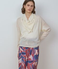 HOUSE OF LOTUS / ハウス オブ ロータス ニット・セーター | Extra Soft Wool Loopback Jersey Deep V Neck Long Sleeve Pull Over with St