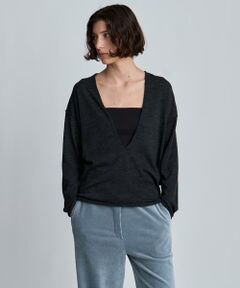HOUSE OF LOTUS / ハウス オブ ロータス ニット・セーター | Extra Soft Wool Loopback Jersey Deep V Neck Long Sleeve Pull Over with St