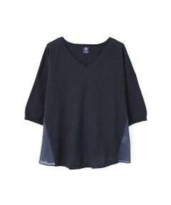 human woman / ヒューマンウーマン ニット・セーター | 《arrive paris》コットンリネン布帛コンビプルオーバー