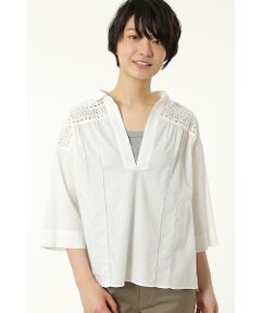 human woman / ヒューマンウーマン シャツ・ブラウス | ボーダーレースブラウス