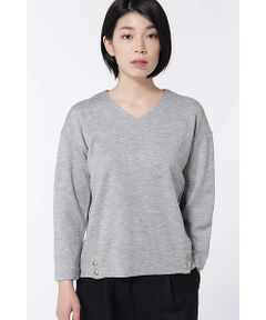 human woman / ヒューマンウーマン カットソー | Ｖネック飾りボタンプルオーバー