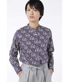 human woman / ヒューマンウーマン シャツ・ブラウス | リバティプリント スタンドカラーシャツ