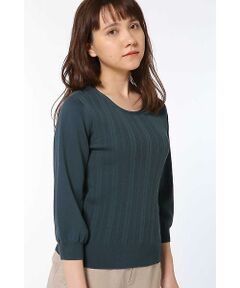 human woman / ヒューマンウーマン ニット・セーター | クルーネック７分袖プルオーバー◆