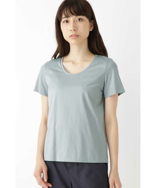 human woman / ヒューマンウーマン カットソー | 100/3　天竺　カットソー（ブルーグレー）