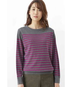 human woman / ヒューマンウーマン ニット・セーター | 梳毛ボーダープルオーバー