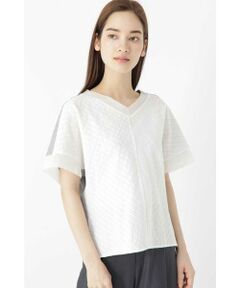 human woman / ヒューマンウーマン カットソー | 布帛コンビカットソープルオーバー