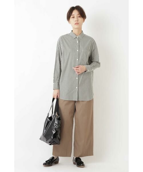 human woman / ヒューマンウーマン シャツ・ブラウス | リヨセル綿ストライプシャツ | 詳細11