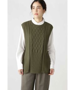 human woman / ヒューマンウーマン ニット・セーター | ◆コットンミックスケーブルベスト