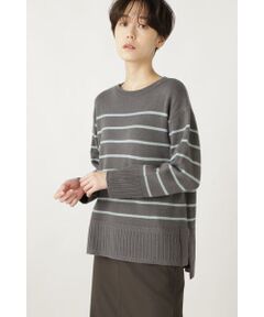 human woman / ヒューマンウーマン ニット・セーター | ◆ウールカシミヤクルーボーダーニットプルオーバー