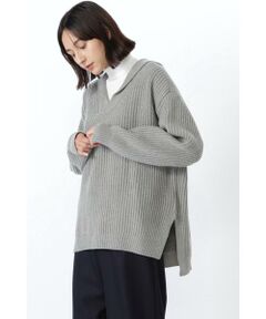 human woman / ヒューマンウーマン ニット・セーター | ◆畦セーラーカラーニットプルオーバー