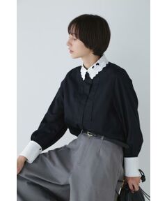 human woman / ヒューマンウーマン シャツ・ブラウス | ◆レース襟付きサテンブラウス