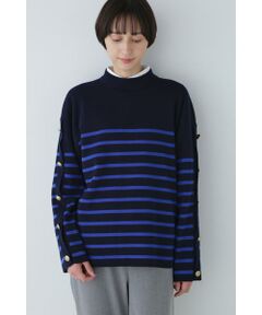 human woman / ヒューマンウーマン ニット・セーター | ◆袖ボタン付きボーダーニット