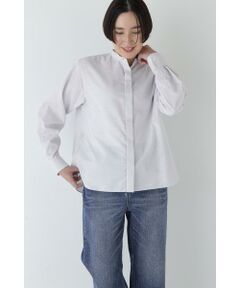 human woman / ヒューマンウーマン シャツ・ブラウス | ◆コットンロンストバンドカラーブラウス