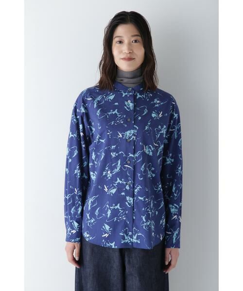 human woman / ヒューマンウーマン シャツ・ブラウス | ◆ペイントPTバンドカラーシャツブラウス | 詳細3