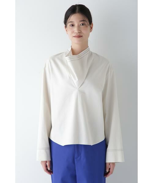 human woman / ヒューマンウーマン シャツ・ブラウス | ◆OGC/キュプラバーバリーニュアンスネックプルオーバー | 詳細4