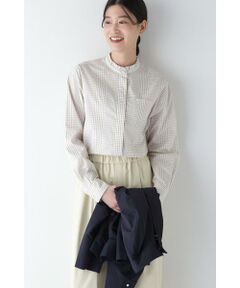 human woman / ヒューマンウーマン シャツ・ブラウス | ◆スタンドフリルチェックブラウス