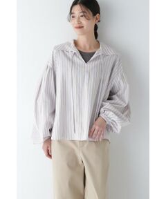 human woman / ヒューマンウーマン シャツ・ブラウス | ◆綿麻ボイルスキッパーボリュームブラウス