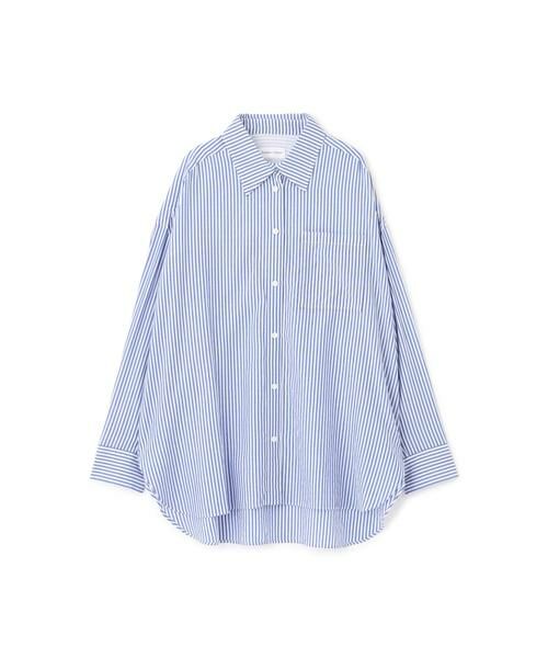 human woman / ヒューマンウーマン シャツ・ブラウス | ◆オーガニックコットン混ストライプオーバーシャツ | 詳細1