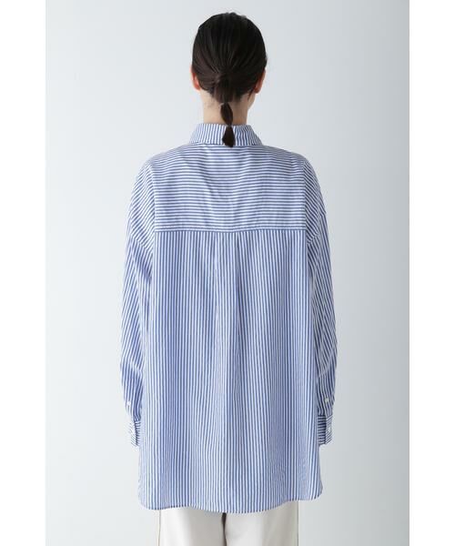 human woman / ヒューマンウーマン シャツ・ブラウス | ◆オーガニックコットン混ストライプオーバーシャツ | 詳細10