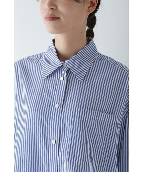 human woman / ヒューマンウーマン シャツ・ブラウス | ◆オーガニックコットン混ストライプオーバーシャツ | 詳細11