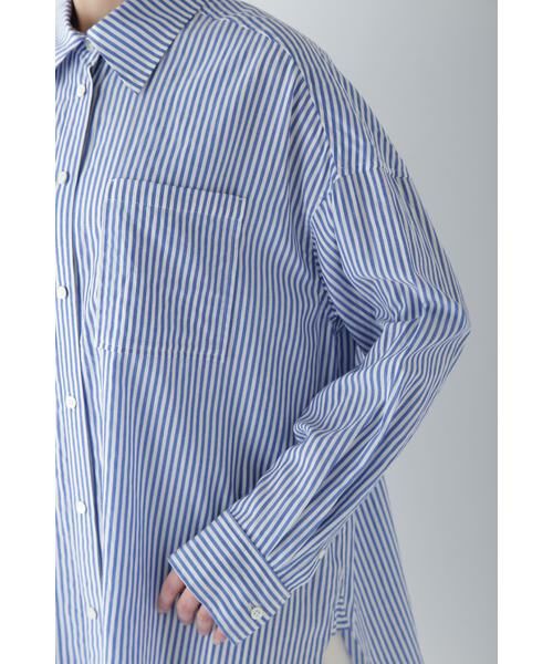 human woman / ヒューマンウーマン シャツ・ブラウス | ◆オーガニックコットン混ストライプオーバーシャツ | 詳細12
