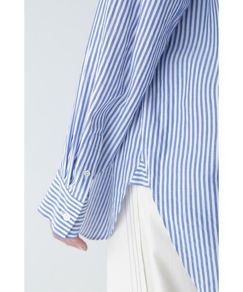 human woman / ヒューマンウーマン シャツ・ブラウス | ◆オーガニックコットン混ストライプオーバーシャツ | 詳細14