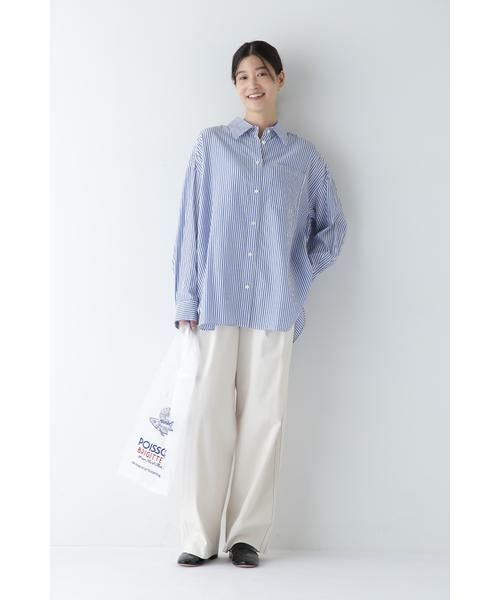 human woman / ヒューマンウーマン シャツ・ブラウス | ◆オーガニックコットン混ストライプオーバーシャツ | 詳細2