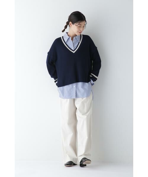 human woman / ヒューマンウーマン シャツ・ブラウス | ◆オーガニックコットン混ストライプオーバーシャツ | 詳細4