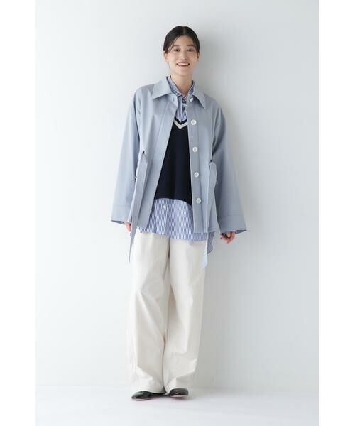 human woman / ヒューマンウーマン シャツ・ブラウス | ◆オーガニックコットン混ストライプオーバーシャツ | 詳細6