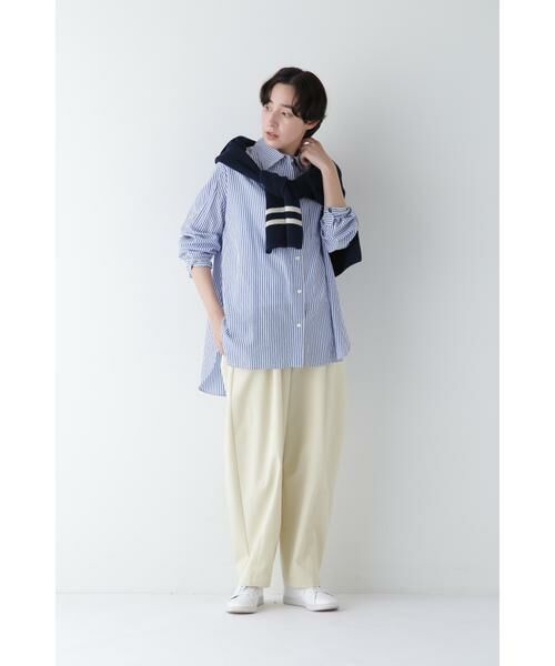 human woman / ヒューマンウーマン シャツ・ブラウス | ◆オーガニックコットン混ストライプオーバーシャツ | 詳細7